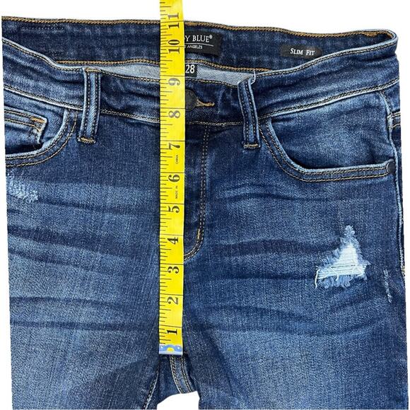 Judy Blue Slim Fit Distressed Jeans Style JB82104DK Dark Wash Size 28 - Picture 9 of 10